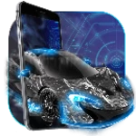 black car theme: racing auto neon light android application logo